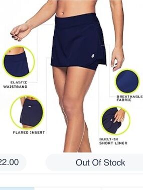 Navy Women's Athletic Skort with Built-In Liner
